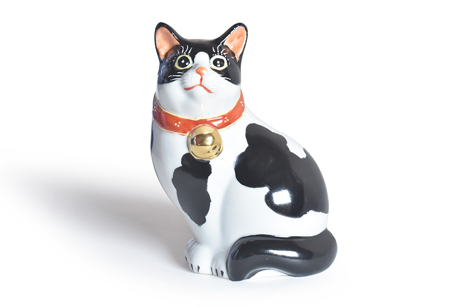 九谷焼 すまし猫 白黒 九谷焼 すまし猫 白黒