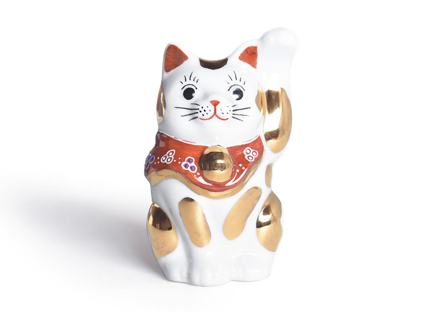 九谷焼 招き猫 置物 金ブチ （右手・高 約11.5cm） 九谷焼 招き猫 置物 金ブチ （右手・高 約11.5cm） 九谷焼 招き猫 置物