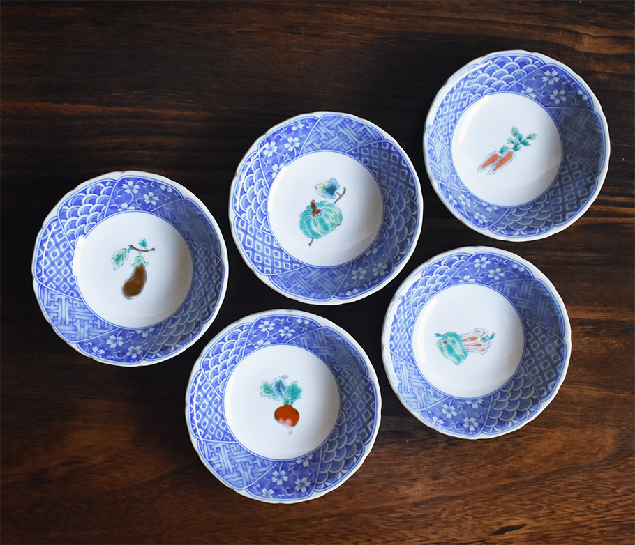 小鉢 5個 セット 野菜絵変り【アウトレット】 九谷焼専門店 和座本舗